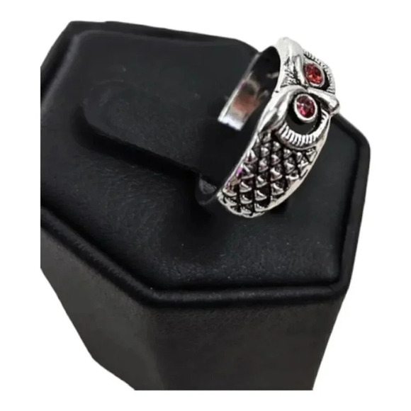 Red Eyed Owl Adjustable Fashion Ring A17 - Picture 3 of 13